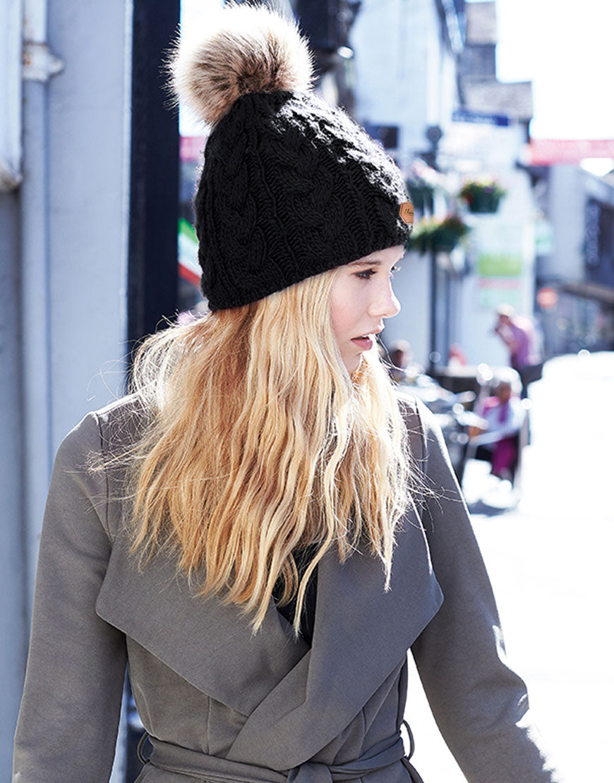 Pop-a-Pom Cable Beanie (Now £10)
